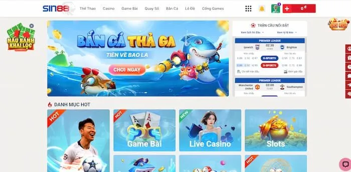 Khái quát sảnh game bắn cá Sin88