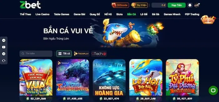 Tìm hiểu về sảnh game bắn cá Zbet